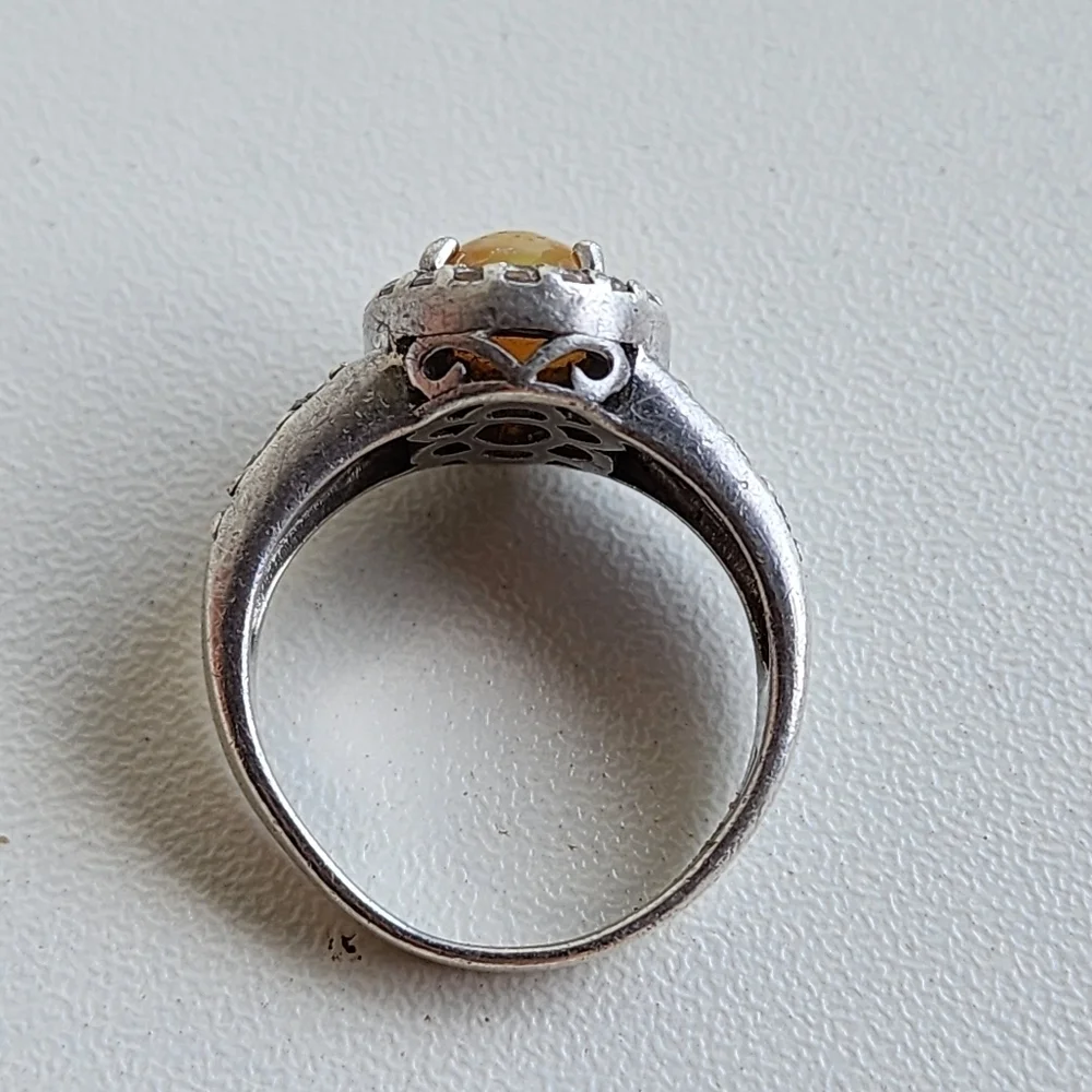 VTG D’Joy Opal Garnet Purple 4.53 g Ring Sterling Silver Signed Statement Sz 7